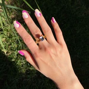 Y2K RING - Green Band w. Purple Rhinestone